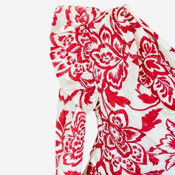 ZARA FLORAL PRINTED MINI SKIRT red/white size L. 2 piece skirt set, mini skirt - Picture 8 of 16